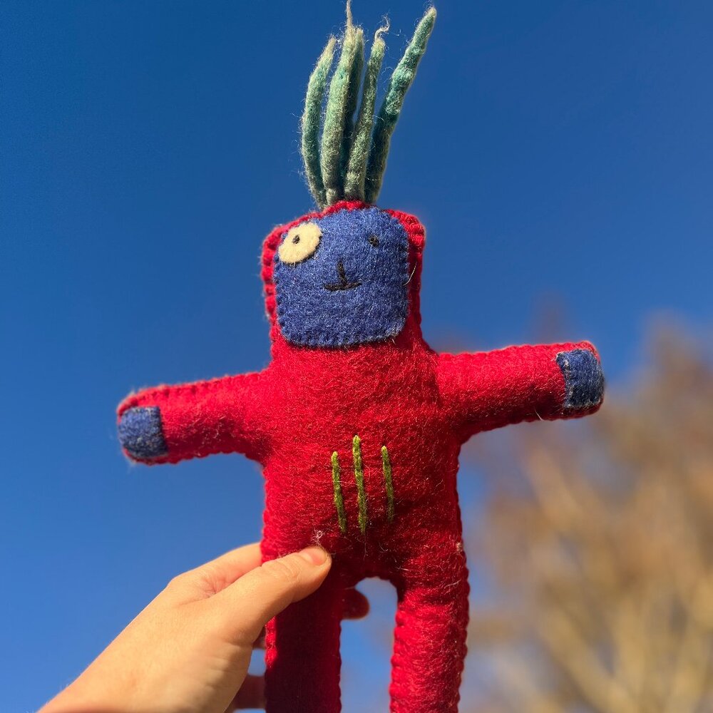 Handmade Felted Wool Creature Plush Folk Monster